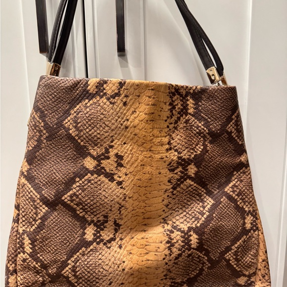 Coach F35209 Phoebe Brown Snakeskin Embossed Leather Shoulder Tote Bag - Picture 1 of 16